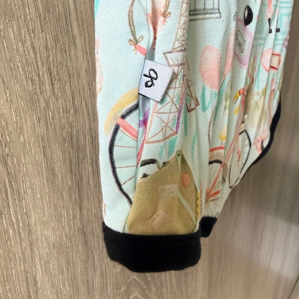 Birdie Bean Romper Girl 12-18 Months Blue Paris Poodle Bamboo French Chic Bubble